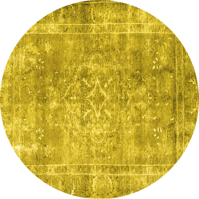 Round Persian Yellow Traditional Rug, tr4274yw