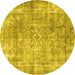 Round Persian Yellow Traditional Rug, tr4274yw