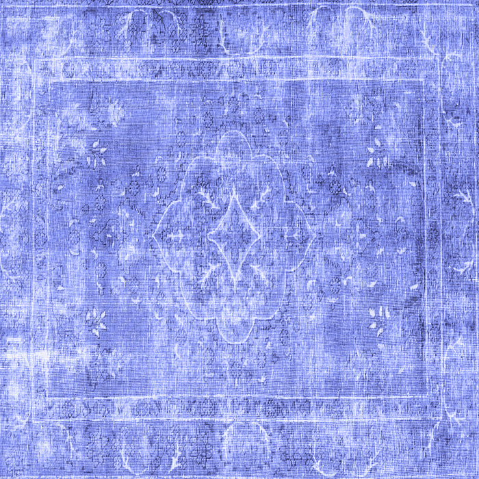 Square Machine Washable Persian Blue Traditional Rug, wshtr4274blu