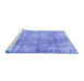 Sideview of Machine Washable Persian Blue Traditional Rug, wshtr4274blu