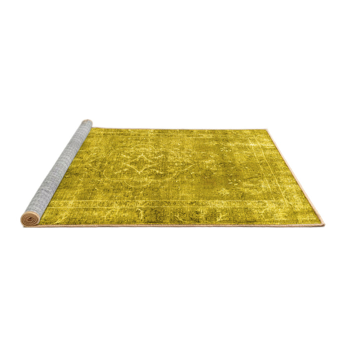 Sideview of Machine Washable Persian Yellow Traditional Rug, wshtr4274yw