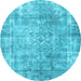 Round Persian Light Blue Traditional Rug, tr4274lblu