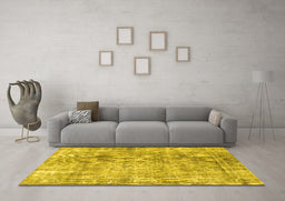 Machine Washable Persian Yellow Traditional Rug in a Living Room, wshtr4274yw