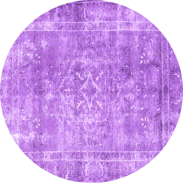 Round Machine Washable Persian Purple Traditional Area Rugs, wshtr4274pur