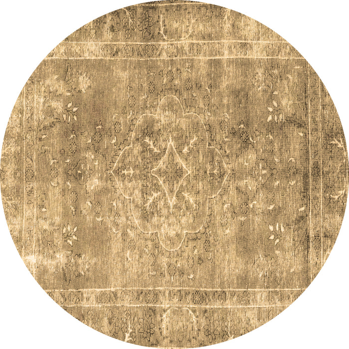 Round Persian Brown Traditional Rug, tr4274brn