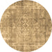 Round Persian Brown Traditional Rug, tr4274brn