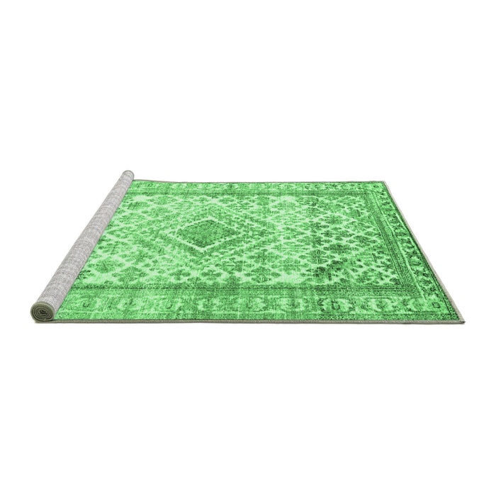 Sideview of Machine Washable Persian Emerald Green Traditional Area Rugs, wshtr4275emgrn