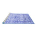 Sideview of Machine Washable Persian Blue Traditional Rug, wshtr4275blu