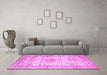 Machine Washable Persian Pink Traditional Rug in a Living Room, wshtr4275pnk