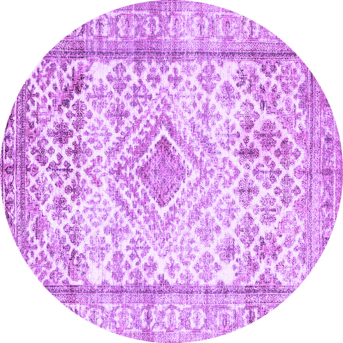 Round Persian Purple Traditional Rug, tr4275pur