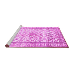 Sideview of Machine Washable Persian Pink Traditional Rug, wshtr4275pnk