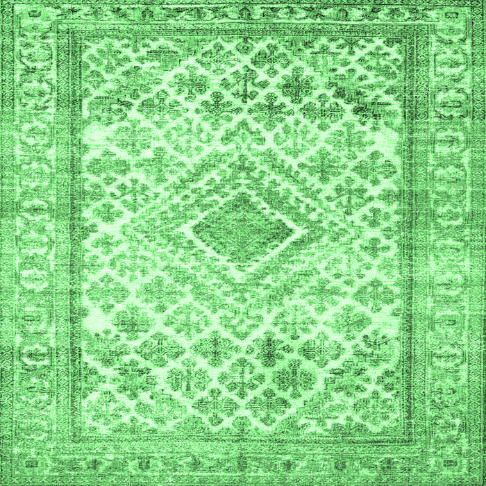 Square Persian Emerald Green Traditional Rug, tr4275emgrn