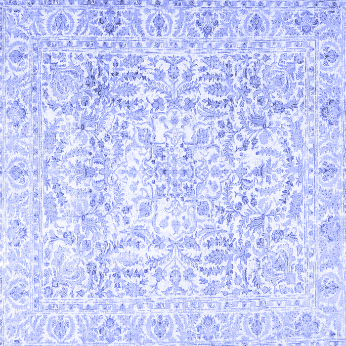 Square Machine Washable Persian Blue Traditional Rug, wshtr4276blu