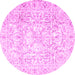 Round Persian Pink Traditional Rug, tr4276pnk