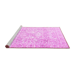 Sideview of Machine Washable Persian Pink Traditional Rug, wshtr4276pnk