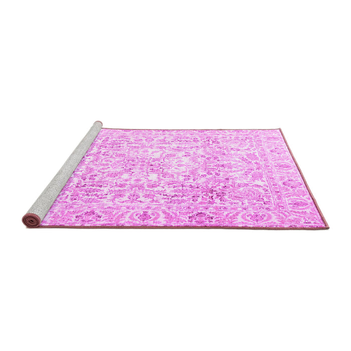 Sideview of Machine Washable Persian Pink Traditional Rug, wshtr4276pnk