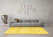 Machine Washable Persian Yellow Traditional Rug in a Living Room, wshtr4276yw