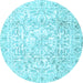 Round Persian Light Blue Traditional Rug, tr4276lblu