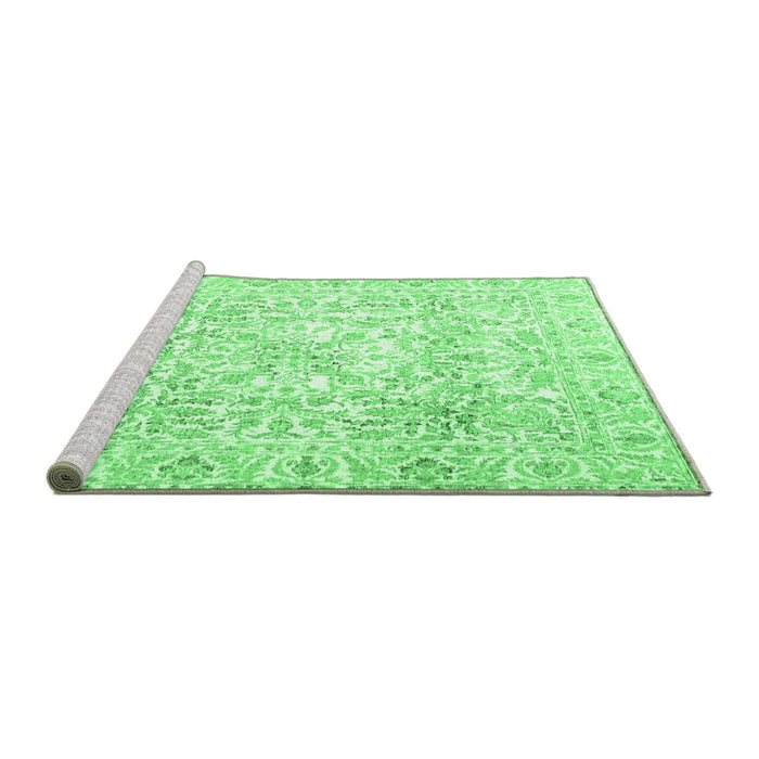 Sideview of Machine Washable Persian Emerald Green Traditional Area Rugs, wshtr4276emgrn