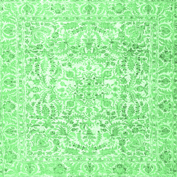 Square Machine Washable Persian Emerald Green Traditional Area Rugs, wshtr4276emgrn