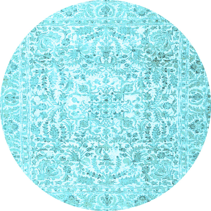 Round Machine Washable Persian Light Blue Traditional Rug, wshtr4276lblu