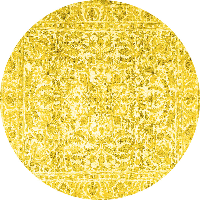 Round Persian Yellow Traditional Rug, tr4276yw