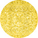 Round Persian Yellow Traditional Rug, tr4276yw