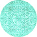 Round Persian Turquoise Traditional Rug, tr4276turq