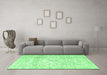 Machine Washable Persian Emerald Green Traditional Area Rugs in a Living Room,, wshtr4276emgrn
