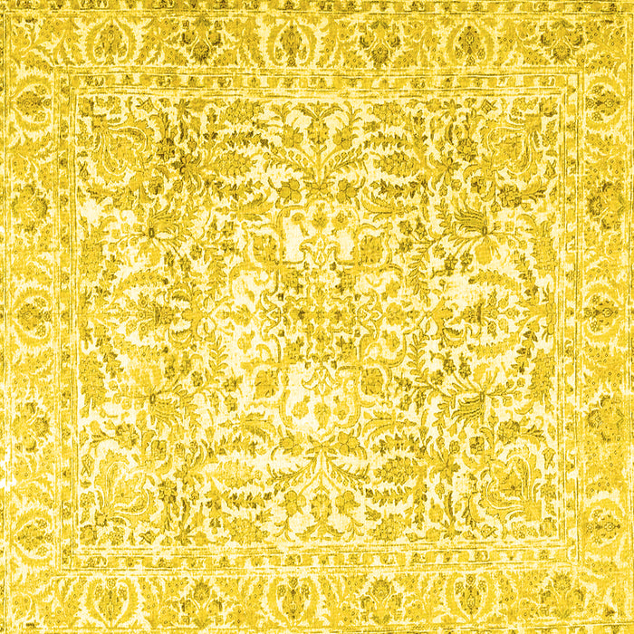 Square Machine Washable Persian Yellow Traditional Rug, wshtr4276yw