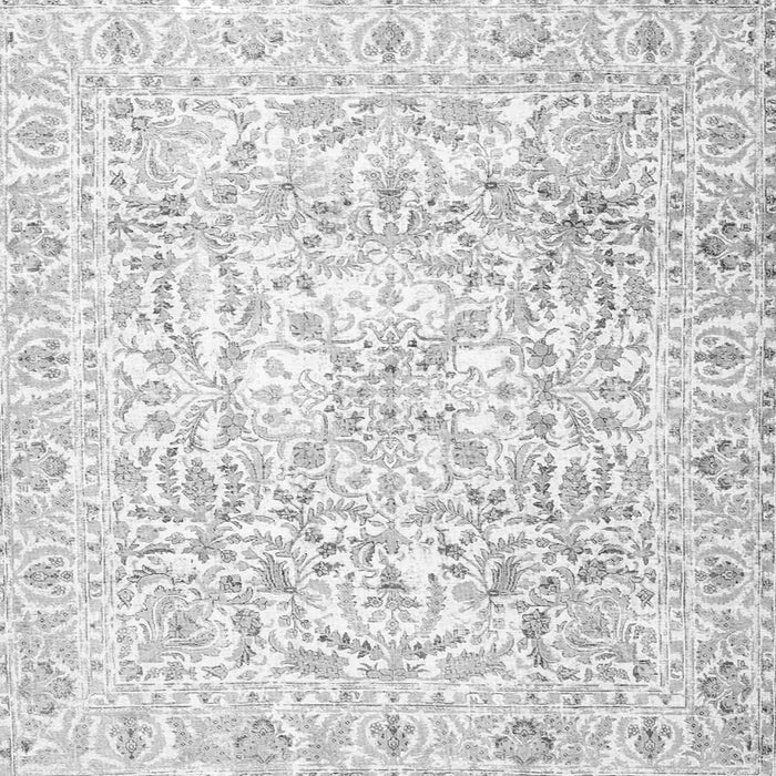 Round Machine Washable Persian Gray Traditional Rug, wshtr4276gry