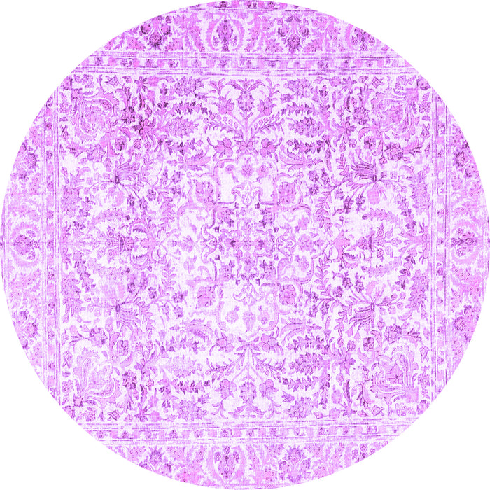 Round Persian Purple Traditional Rug, tr4276pur