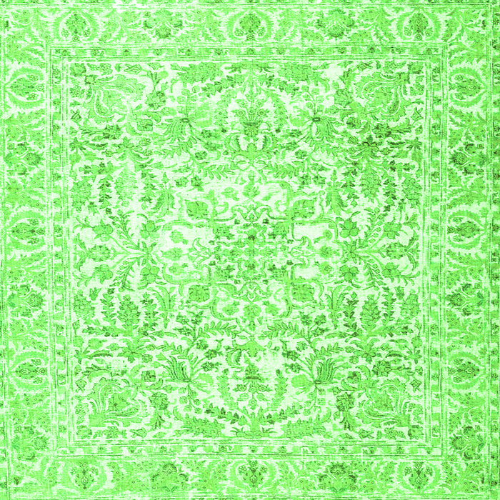 Round Machine Washable Persian Green Traditional Area Rugs, wshtr4276grn