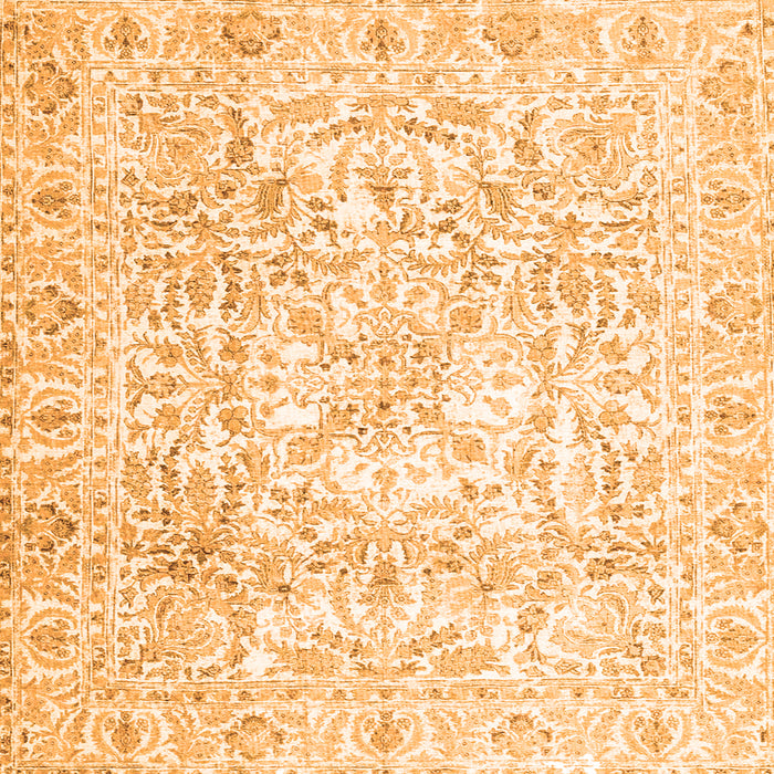 Round Machine Washable Persian Orange Traditional Area Rugs, wshtr4276org