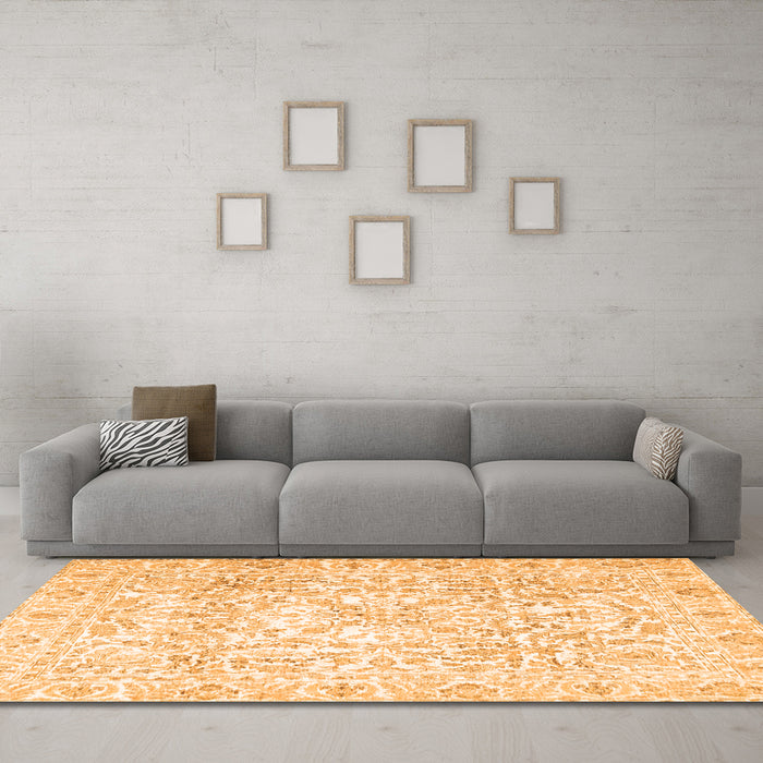 Machine Washable Persian Orange Traditional Area Rugs in a Living Room, wshtr4276org