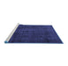 Sideview of Machine Washable Persian Blue Traditional Rug, wshtr4277blu