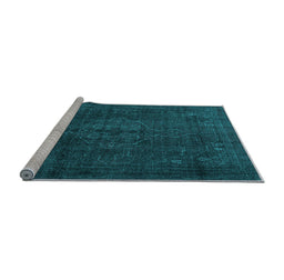 Sideview of Machine Washable Persian Light Blue Traditional Rug, wshtr4277lblu