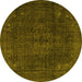 Round Persian Yellow Traditional Rug, tr4277yw