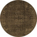 Round Persian Brown Traditional Rug, tr4277brn