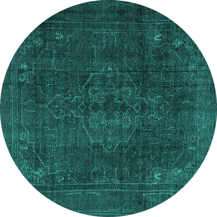 Round Persian Turquoise Traditional Rug, tr4277turq