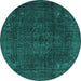 Round Persian Turquoise Traditional Rug, tr4277turq