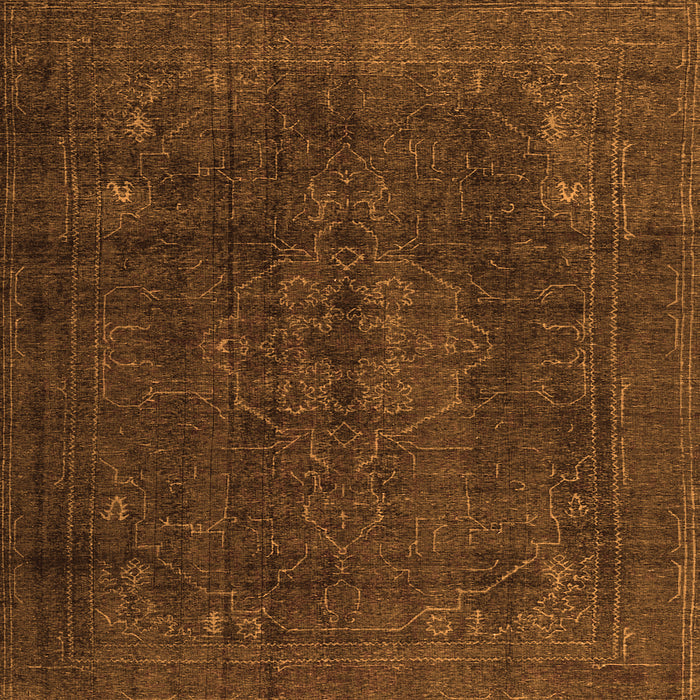 Round Machine Washable Persian Orange Traditional Area Rugs, wshtr4277org