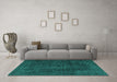 Machine Washable Persian Turquoise Traditional Area Rugs in a Living Room,, wshtr4277turq