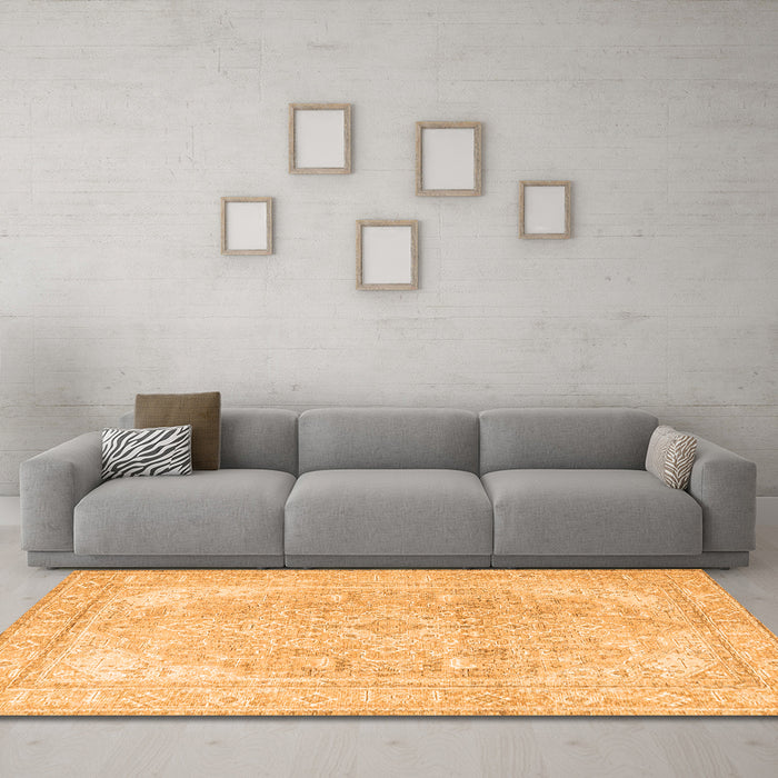 Machine Washable Persian Orange Traditional Area Rugs in a Living Room, wshtr4278org
