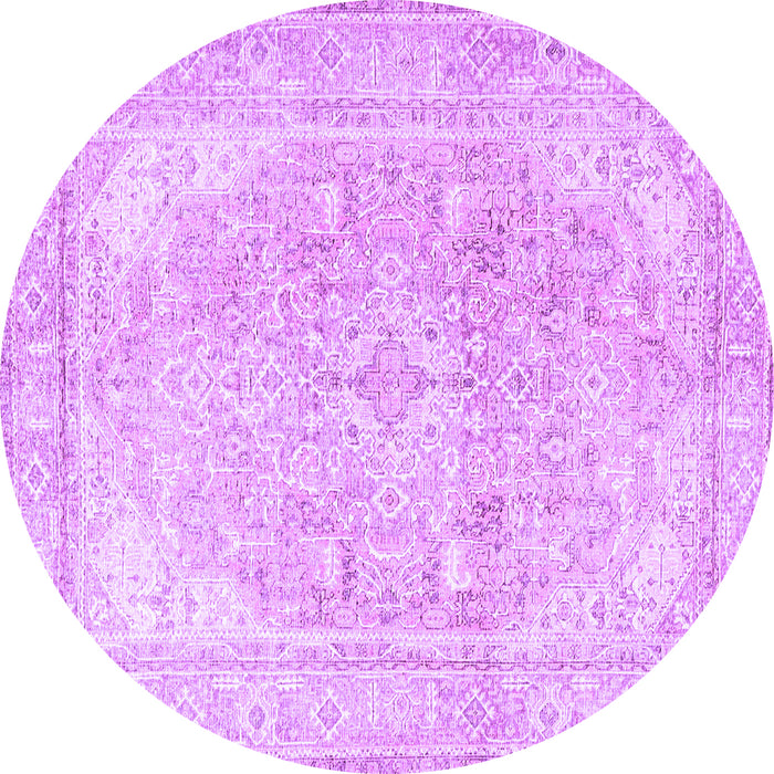 Round Machine Washable Persian Purple Traditional Area Rugs, wshtr4278pur