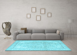 Machine Washable Persian Light Blue Traditional Rug in a Living Room, wshtr4278lblu