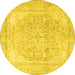 Round Persian Yellow Traditional Rug, tr4278yw