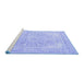 Sideview of Machine Washable Persian Blue Traditional Rug, wshtr4278blu