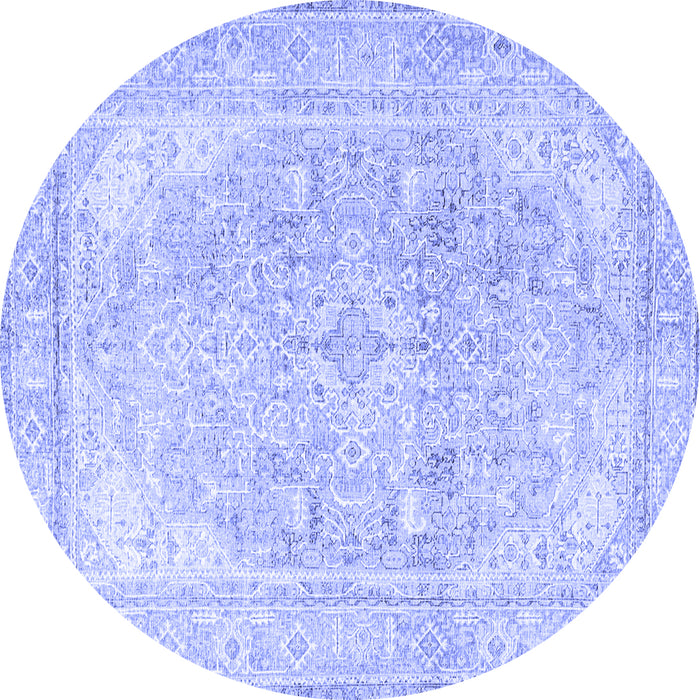 Round Persian Blue Traditional Rug, tr4278blu