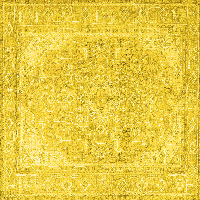 Square Machine Washable Persian Yellow Traditional Rug, wshtr4278yw